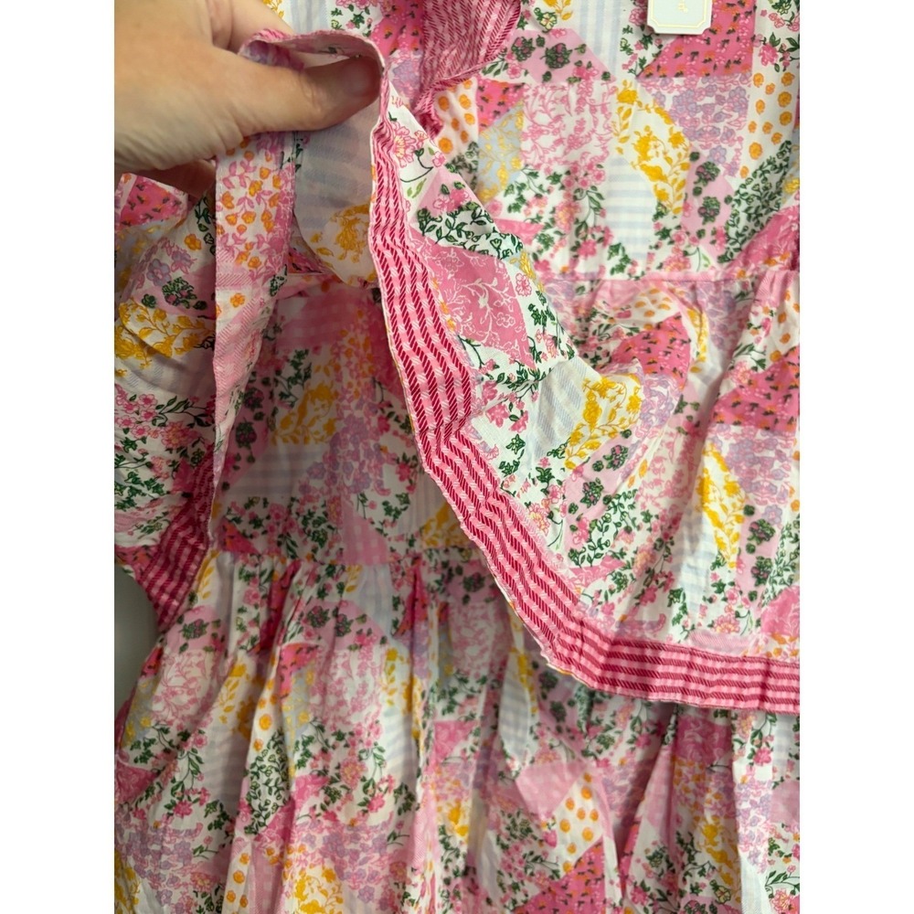 New Simply Southern Pink Patchwork Tiered Ruffle Maxi Dress Sz Small Praire - Picture 4 of 10